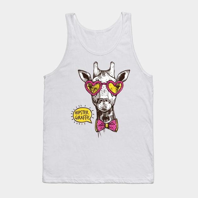 Hipster Giraffe Tank Top by Norzeatic